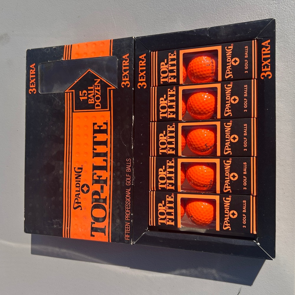 Vintage 1982 Spalding Top-Flite Professional Orange Golf Balls 15 Ball Set New